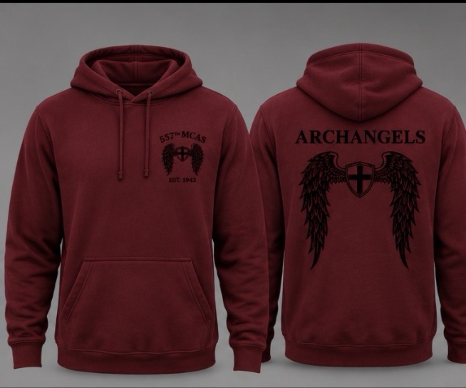 Maroon / black print Hoodie