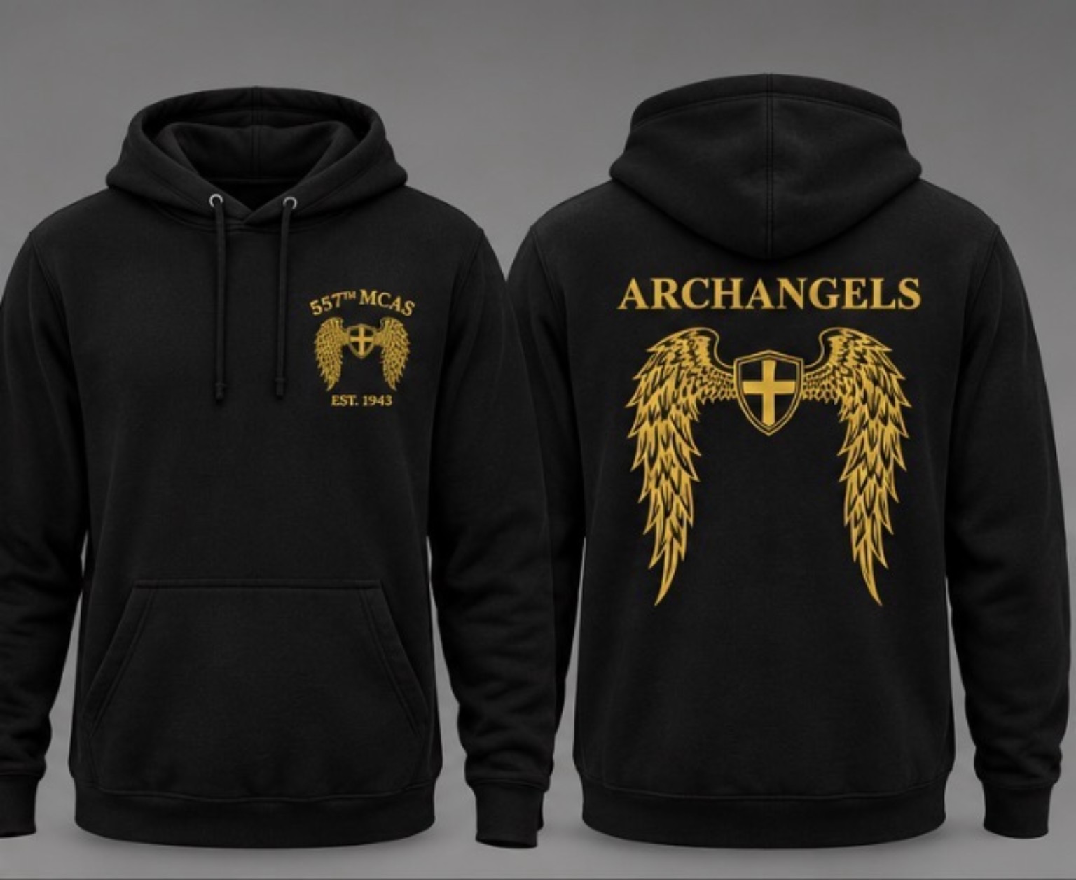 Black / gold print Hoodie