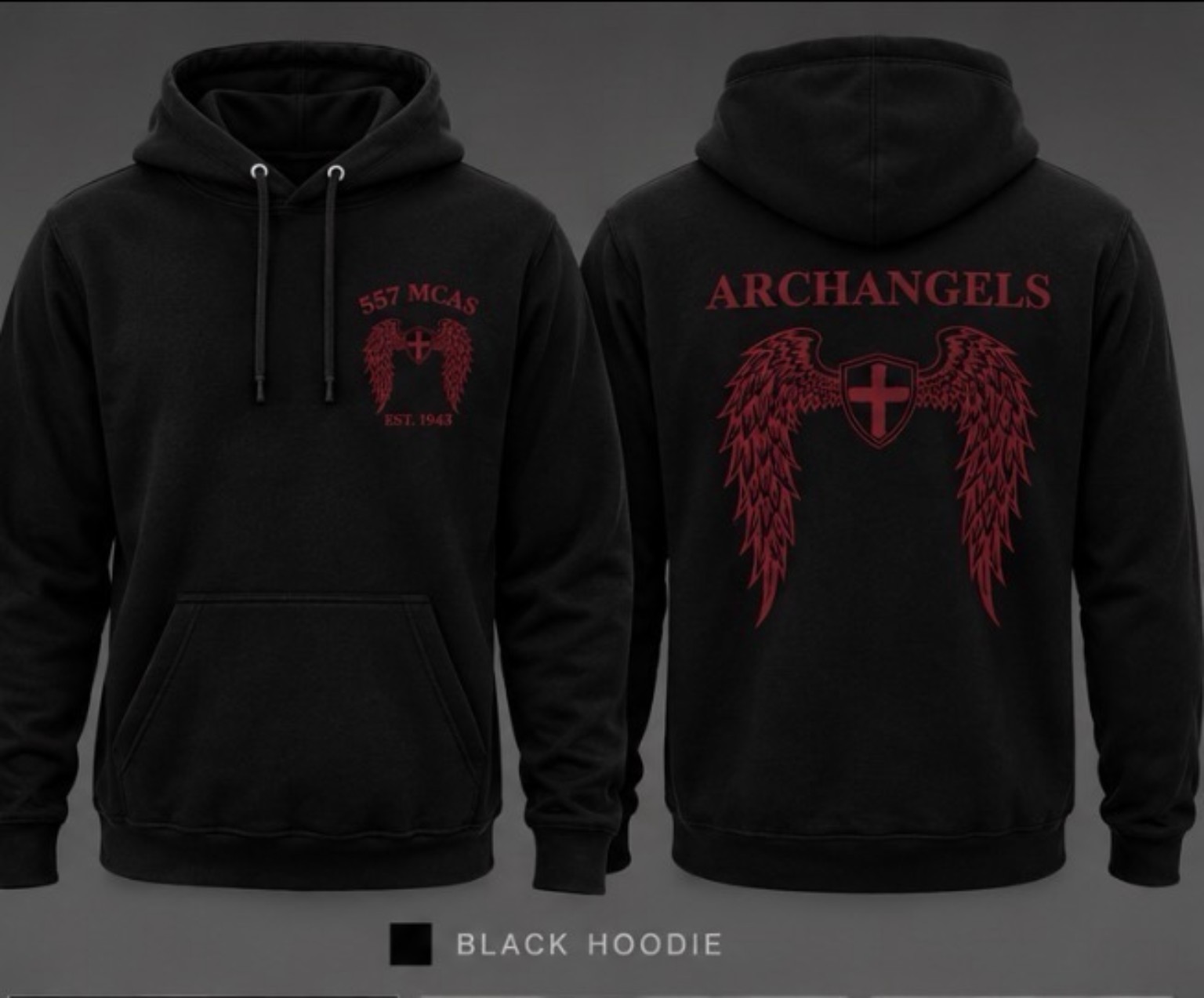 Black / maroon print Hoodie
